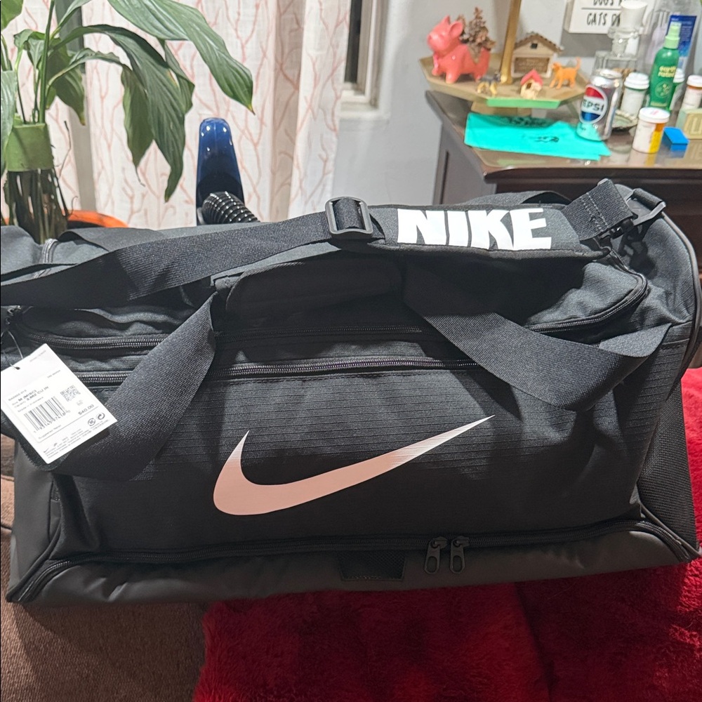 Nike Black and White Duffel Bag